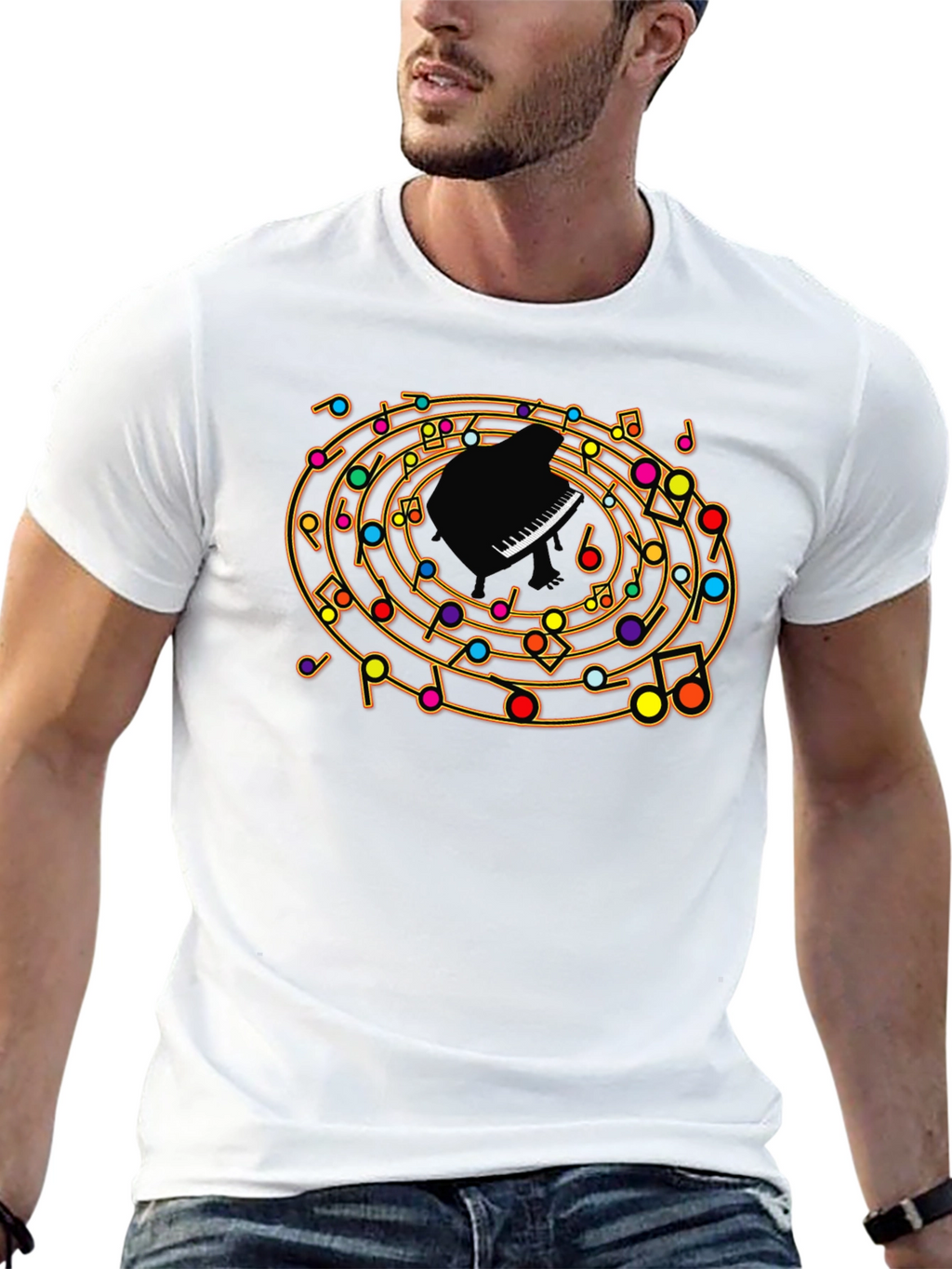 Musical Notes Piano T-Shirt - Unique Design