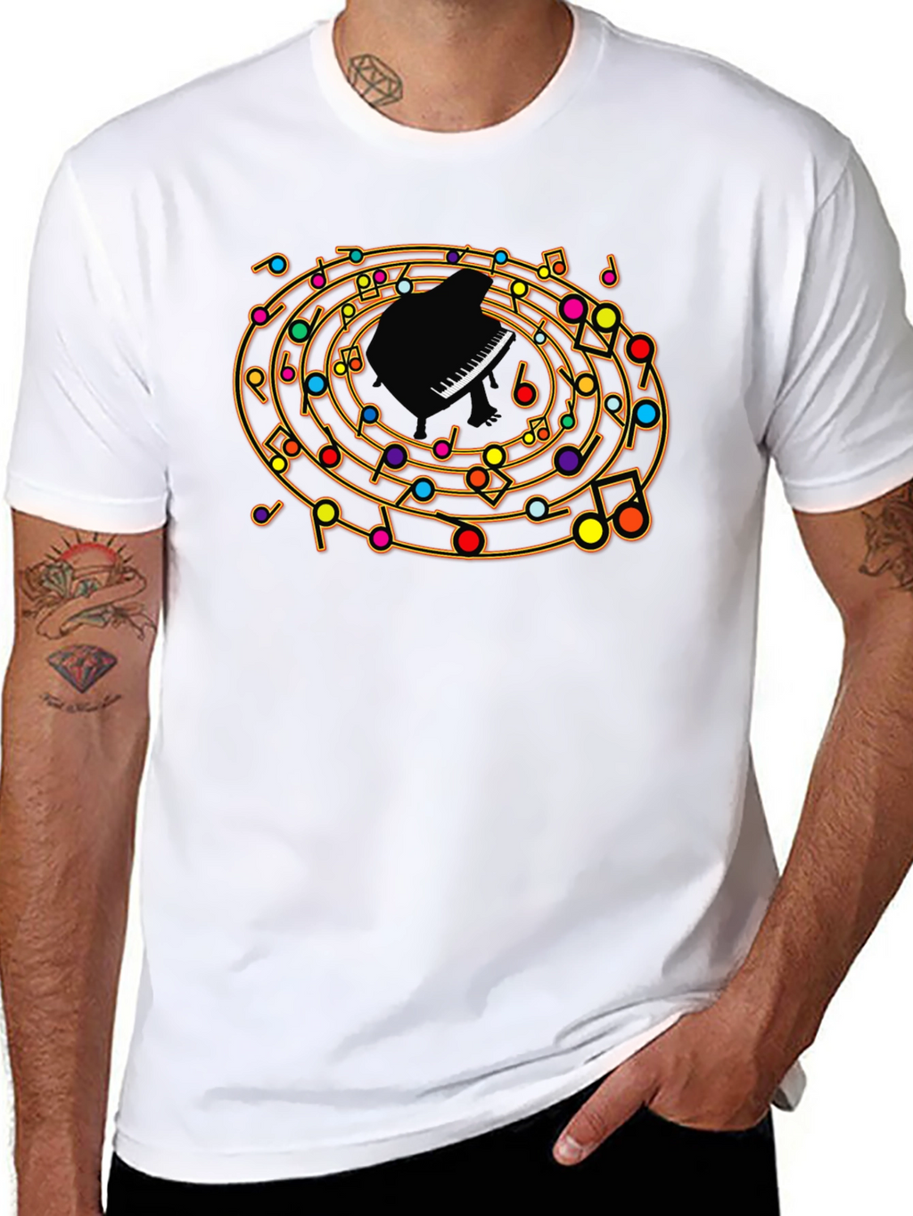 Musical Notes Piano T-Shirt - Unique Design