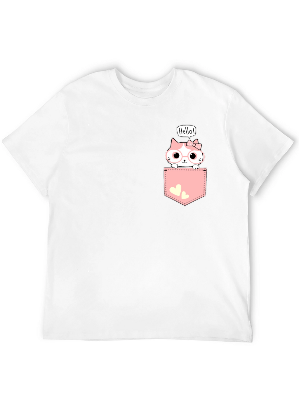 Cute Kitty Pocket Tee - Fun Graphic T-Shirt