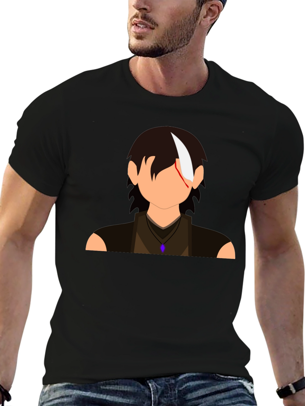 Anime Character Graphic Print Black T-Shirt