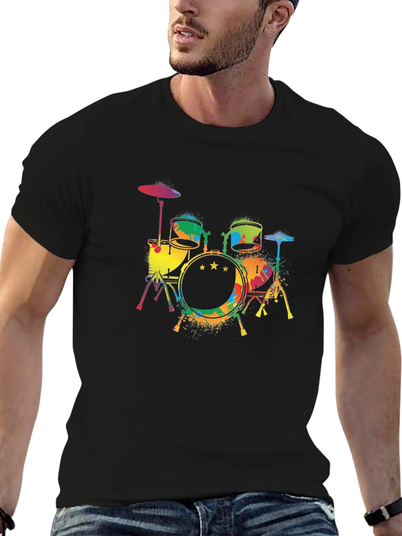 Colorful Drums Graphic T-Shirt