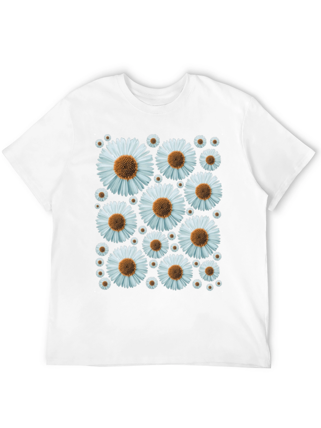 Daisy Pattern Black T-Shirt