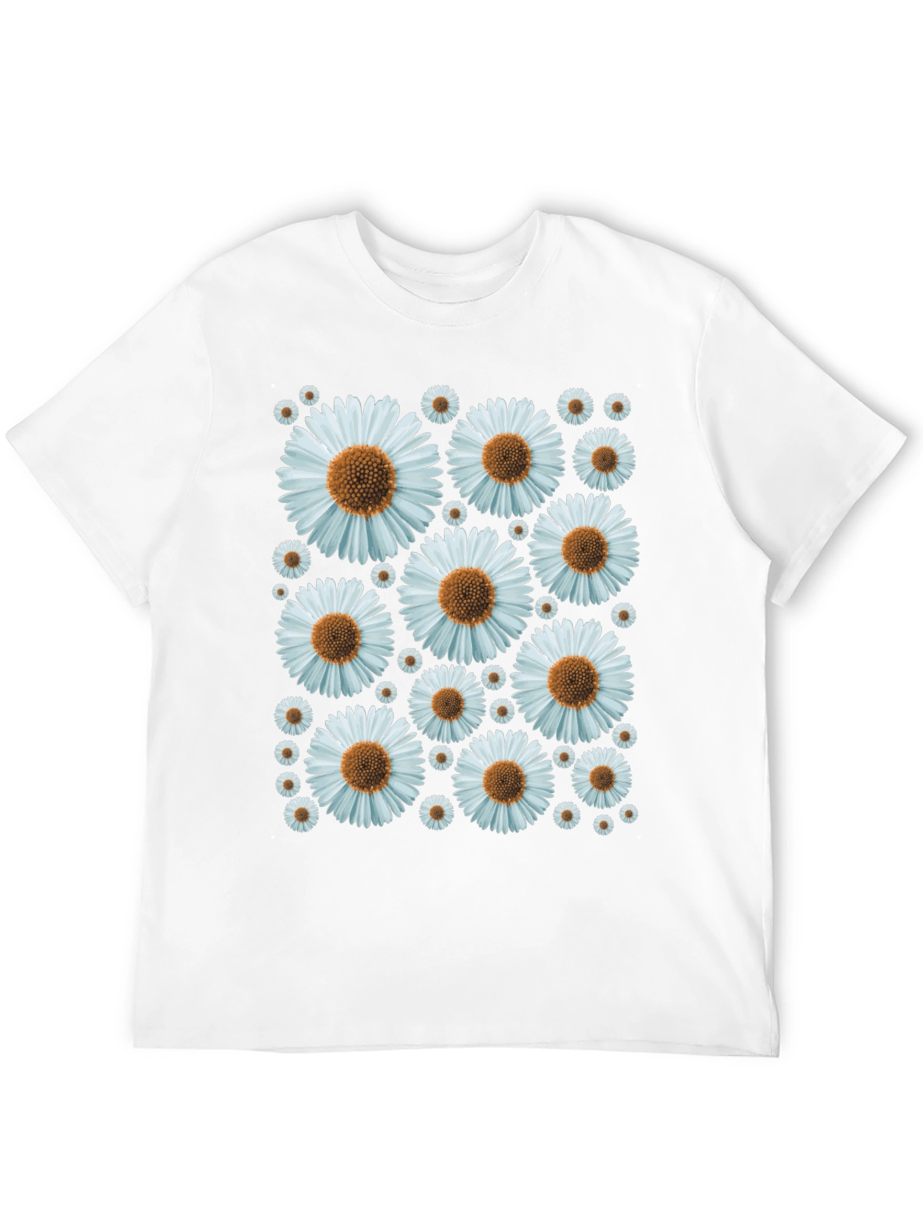 Daisy Pattern Black T-Shirt