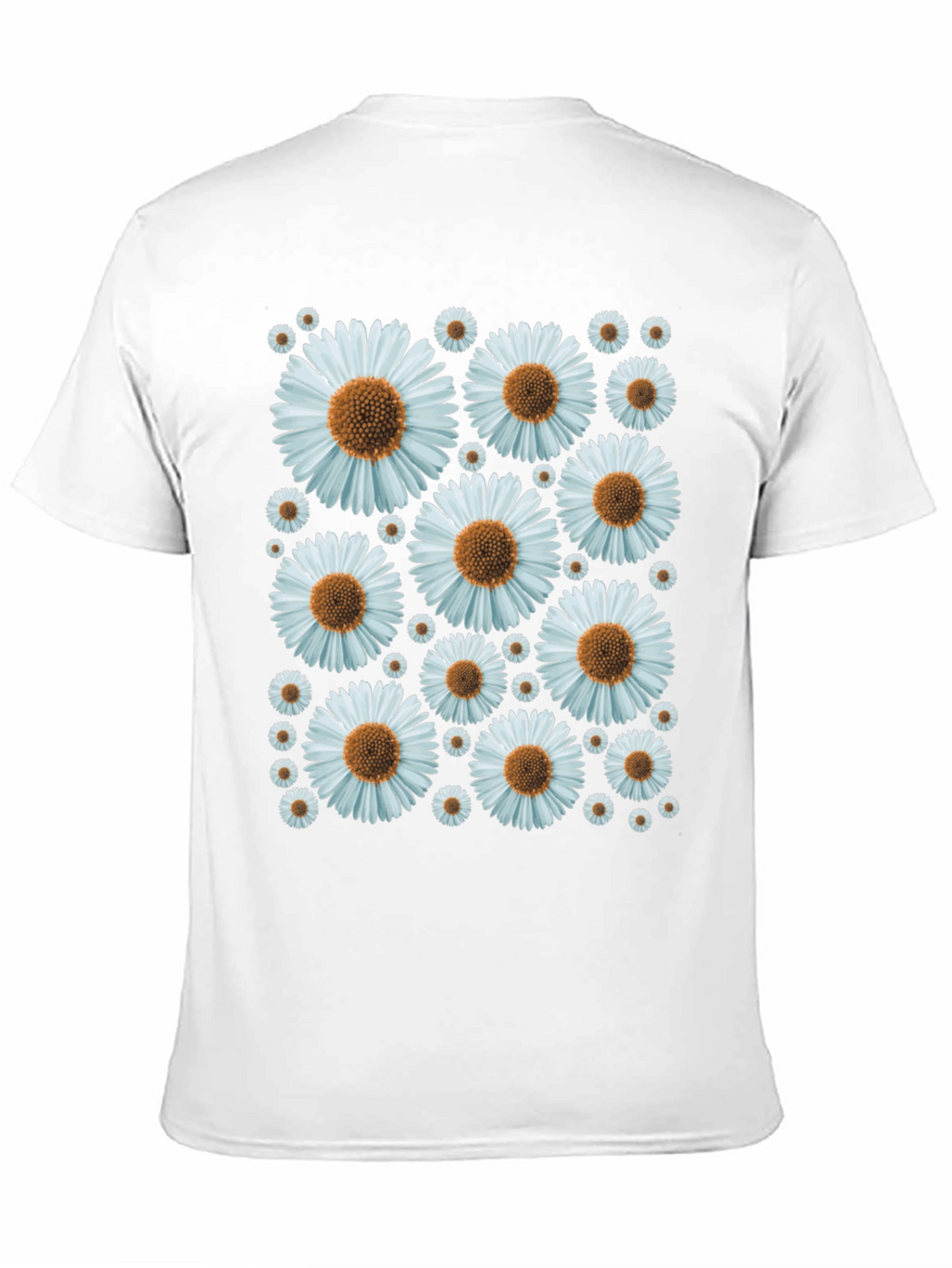 Daisy Pattern Black T-Shirt