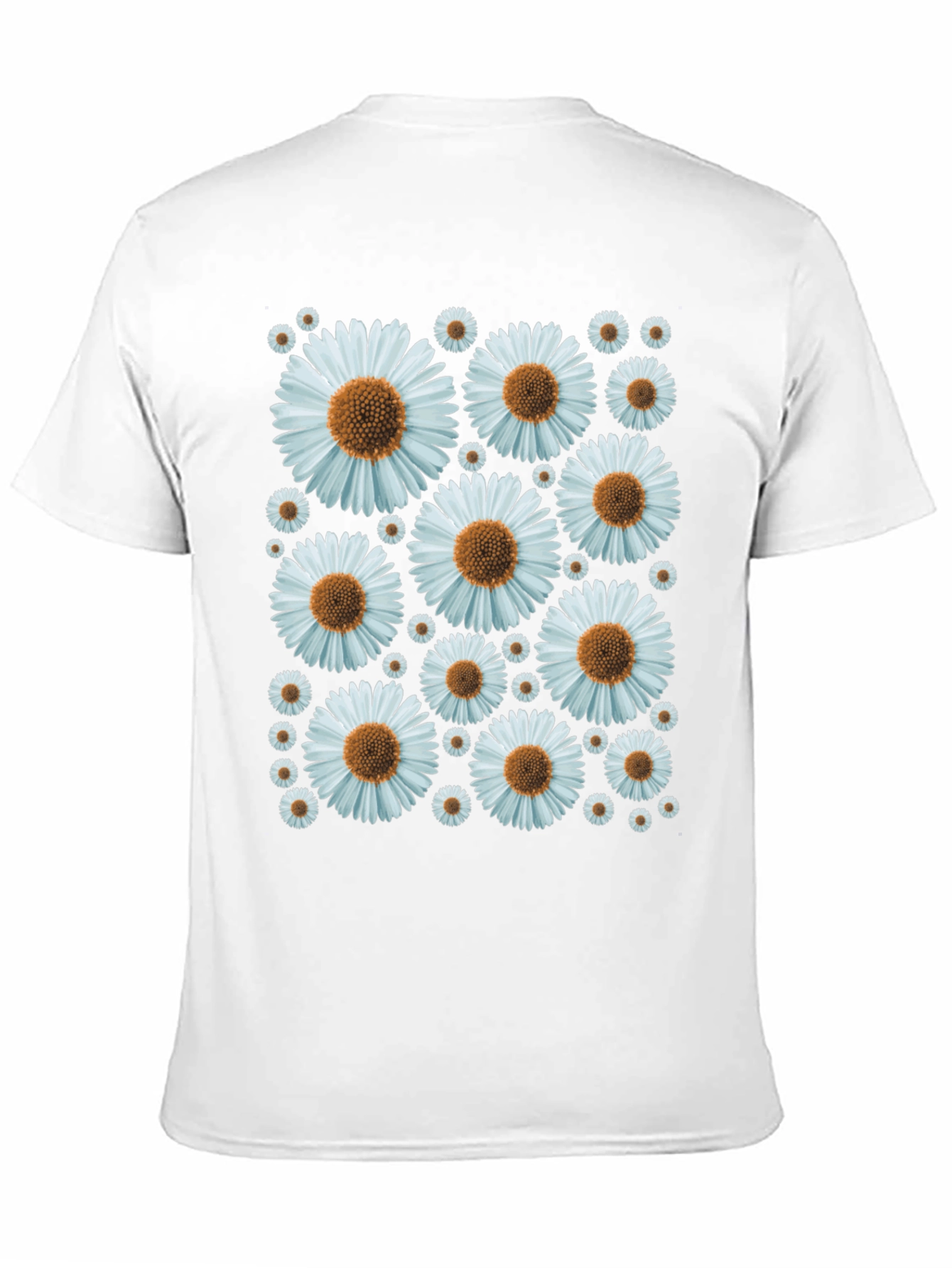Daisy Pattern Black T-Shirt