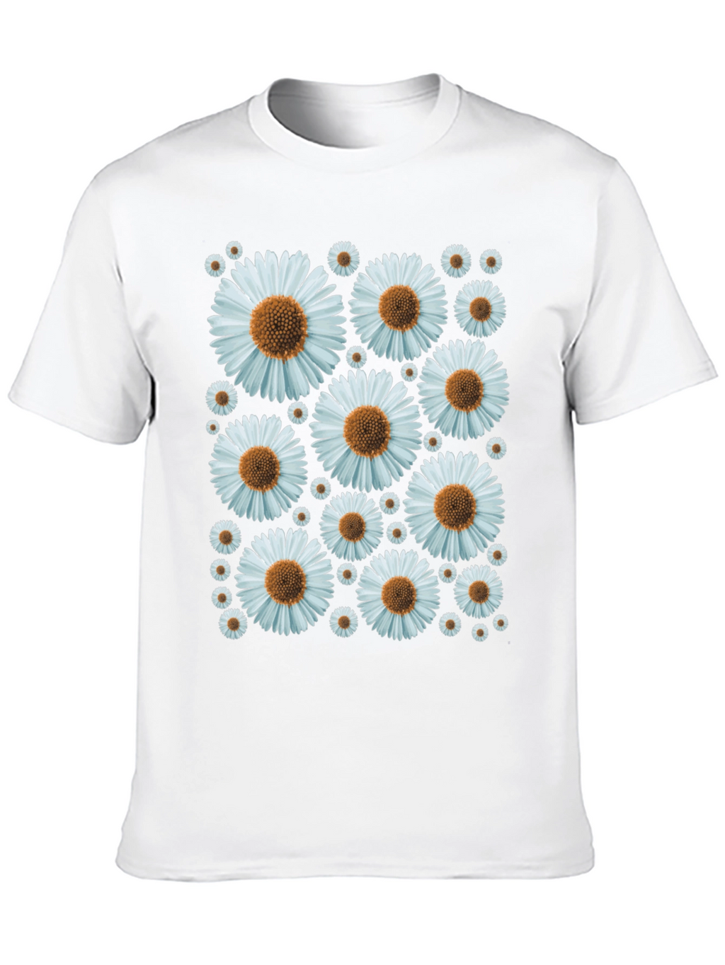 Daisy Pattern Black T-Shirt