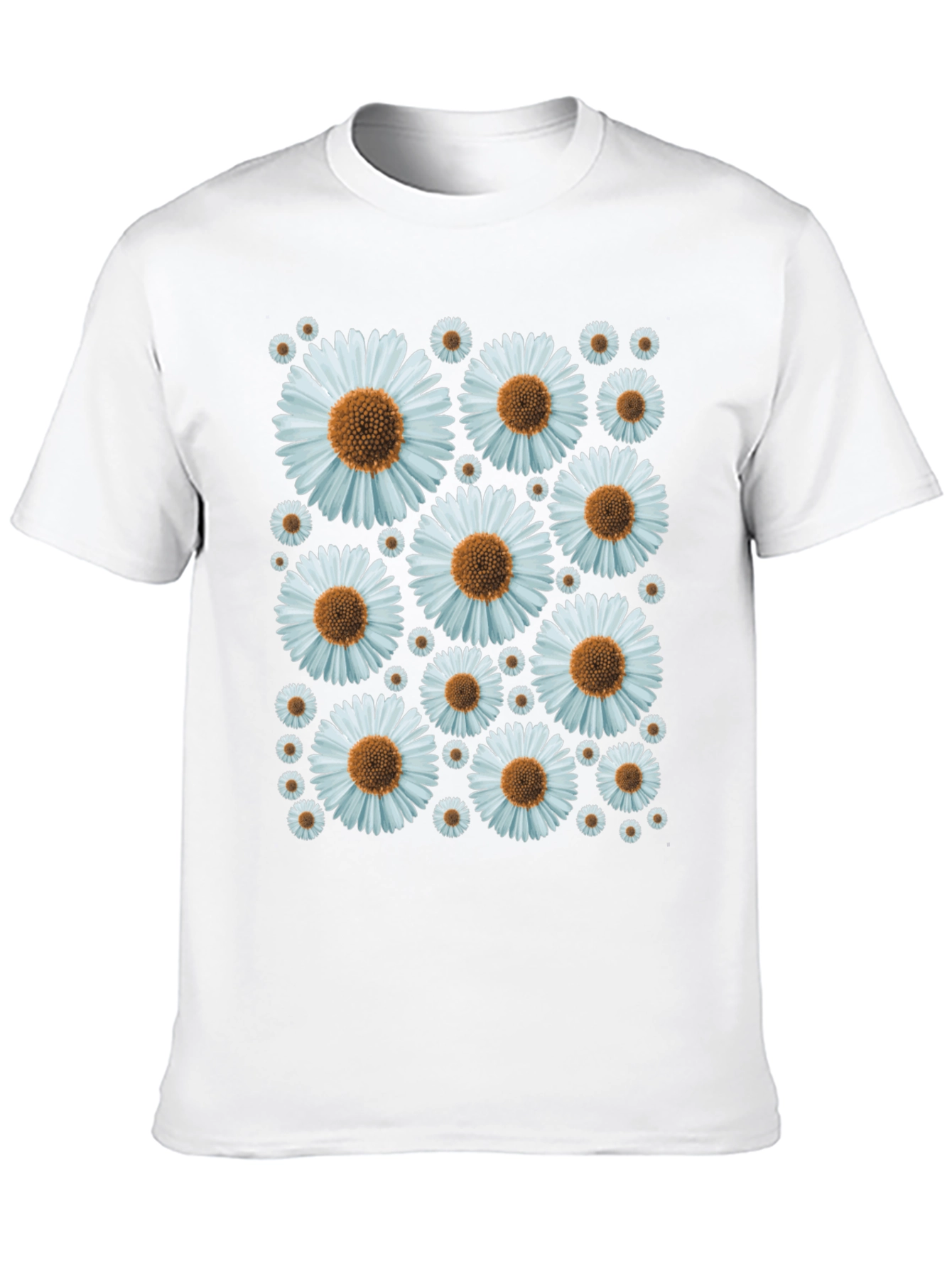 Daisy Pattern Black T-Shirt