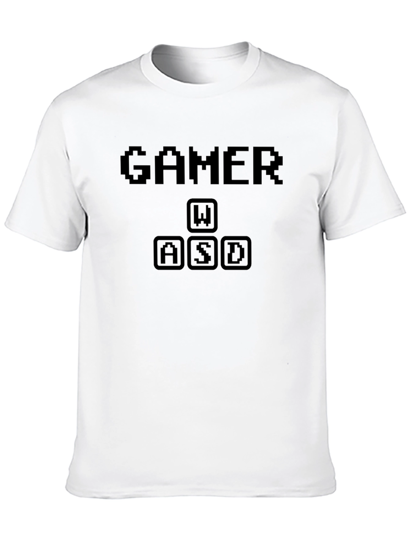 Gamer WASD Keys Black Pixel Graphic T-Shirt