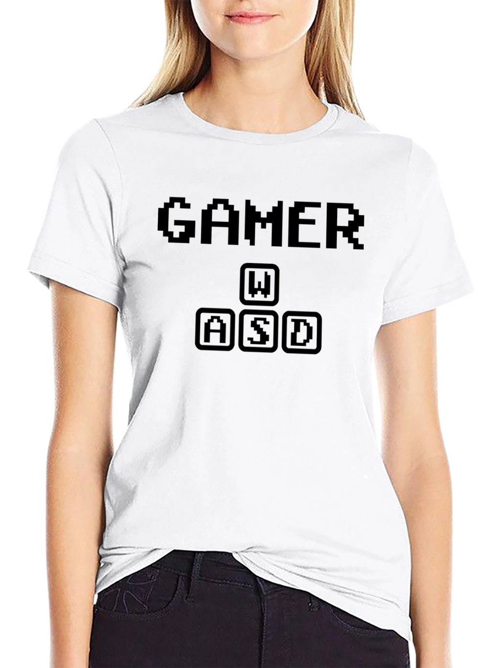 Gamer WASD Keys Black Pixel Graphic T-Shirt