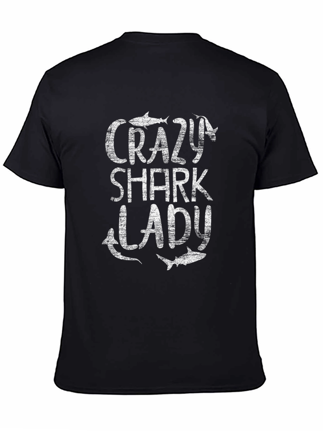 Crazy Shark Lady T-Shirt - Black Cotton Graphic Tee