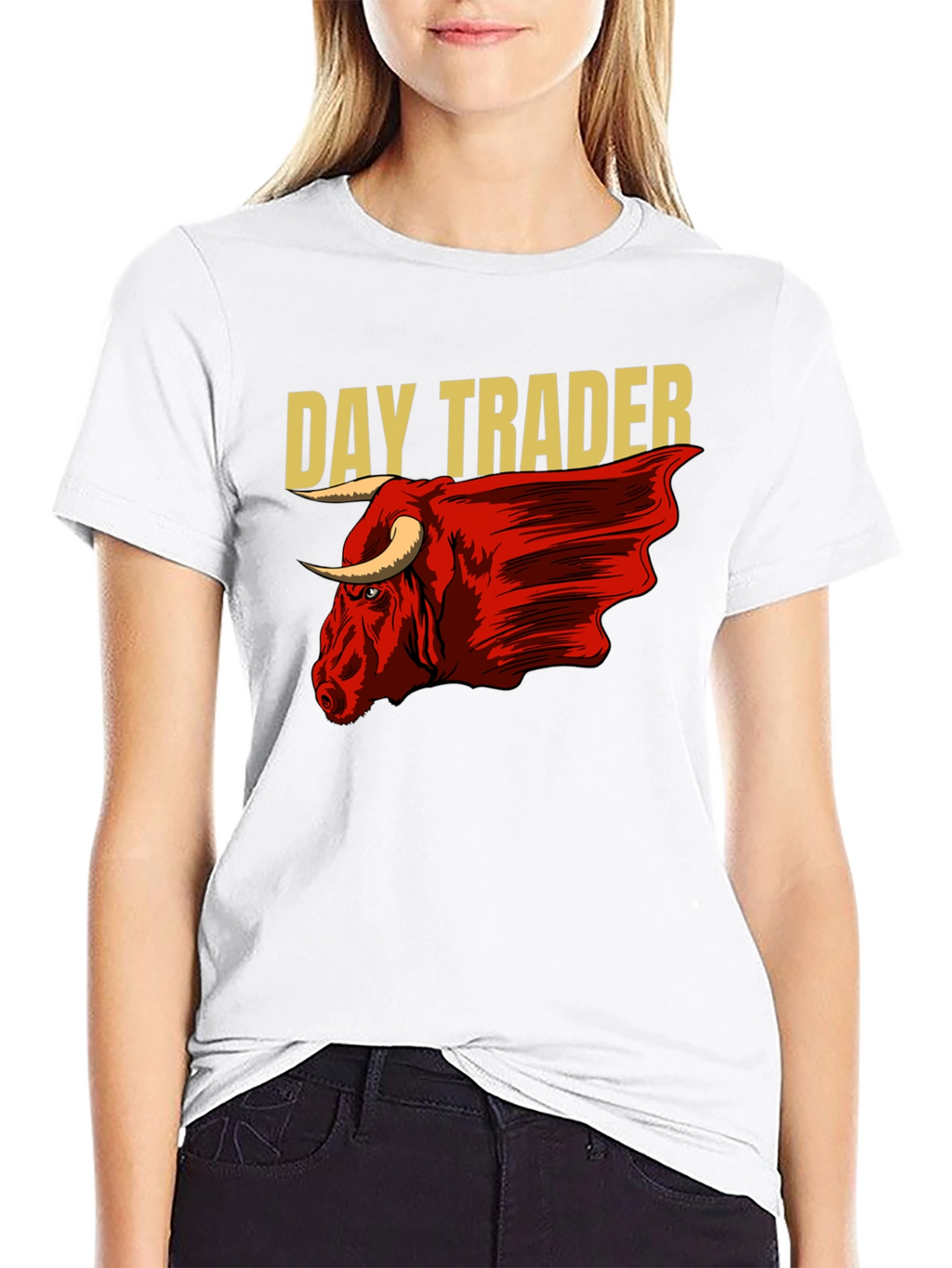 Day Trader Bull Graphic Black T-Shirt