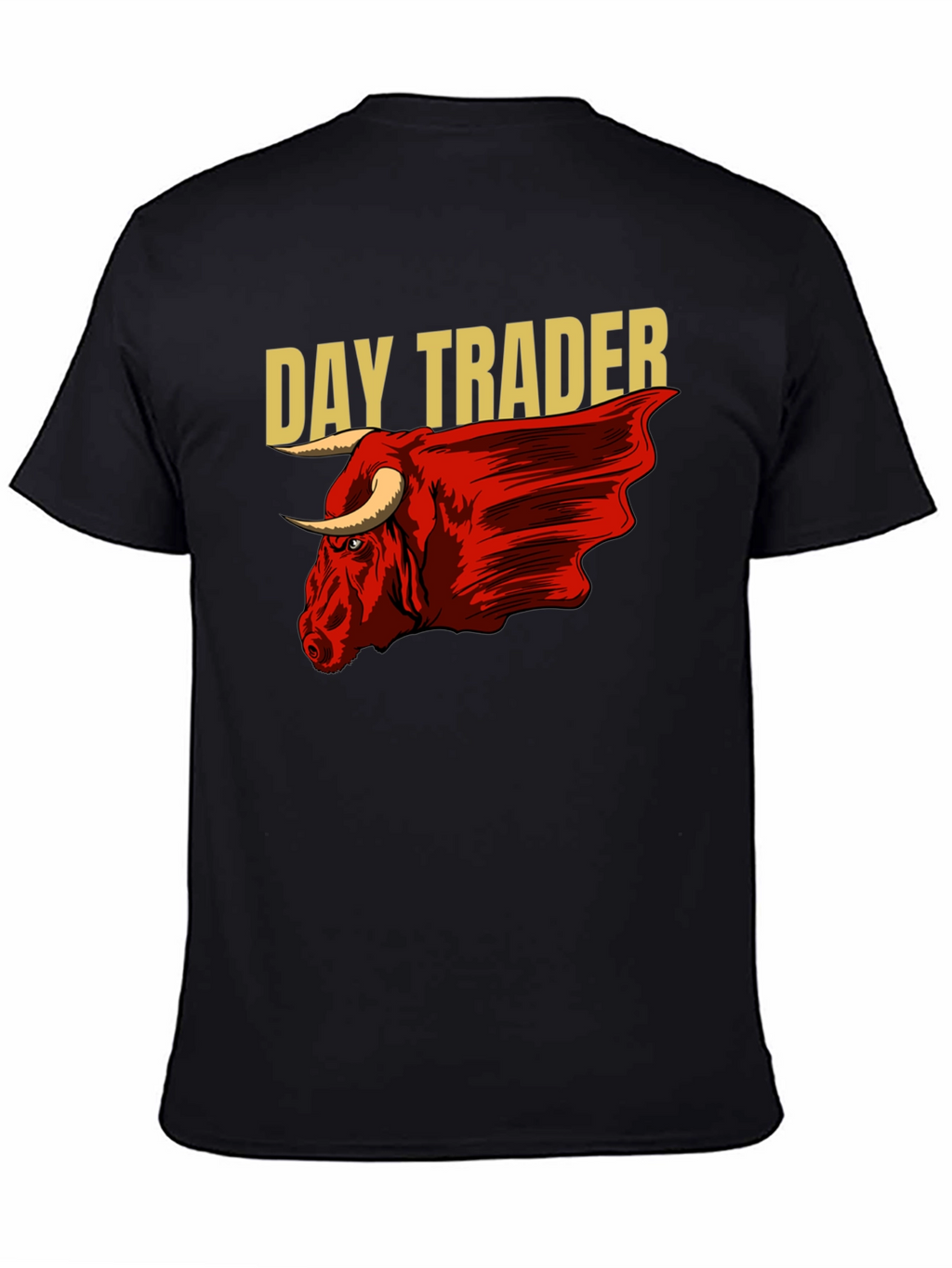 Day Trader Bull Graphic Black T-Shirt