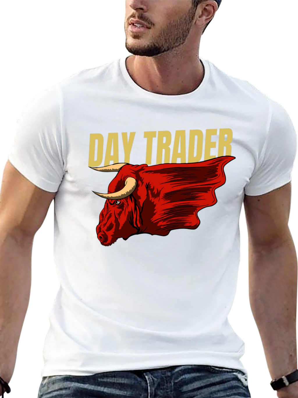 Day Trader Bull Graphic Black T-Shirt