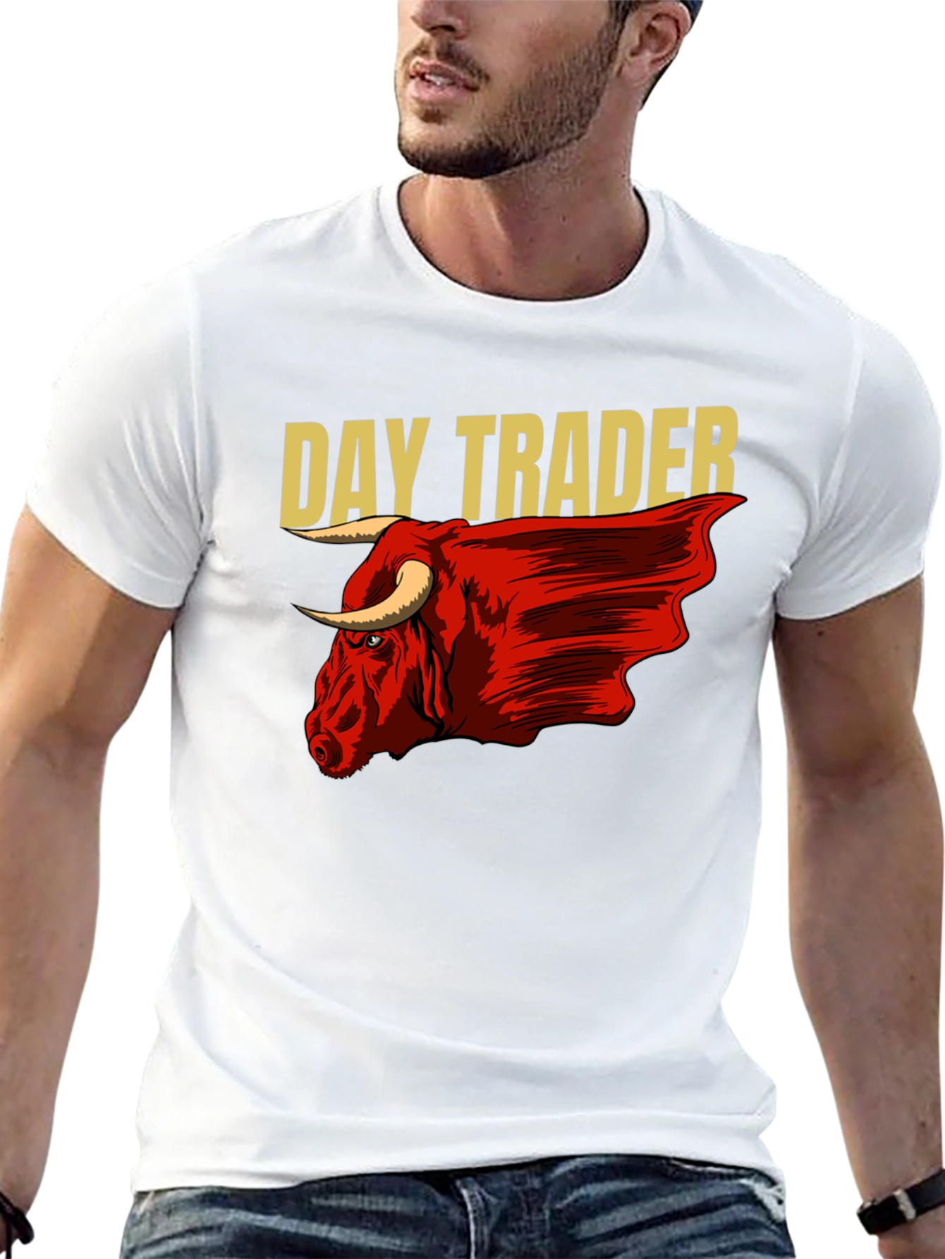 Day Trader Bull Graphic Black T-Shirt