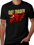 Day Trader Bull Graphic Black T-Shirt
