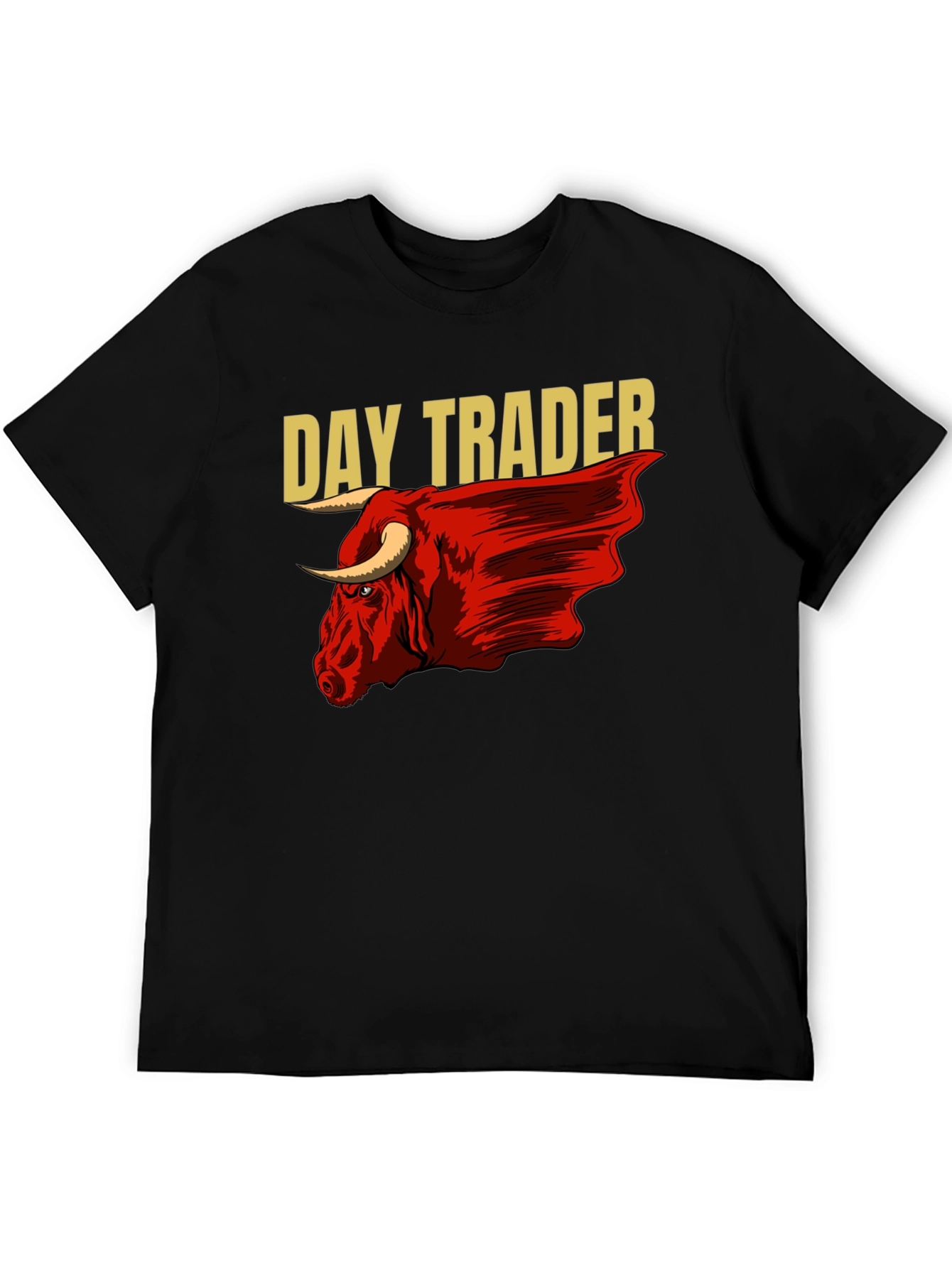 Day Trader Bull Graphic Black T-Shirt