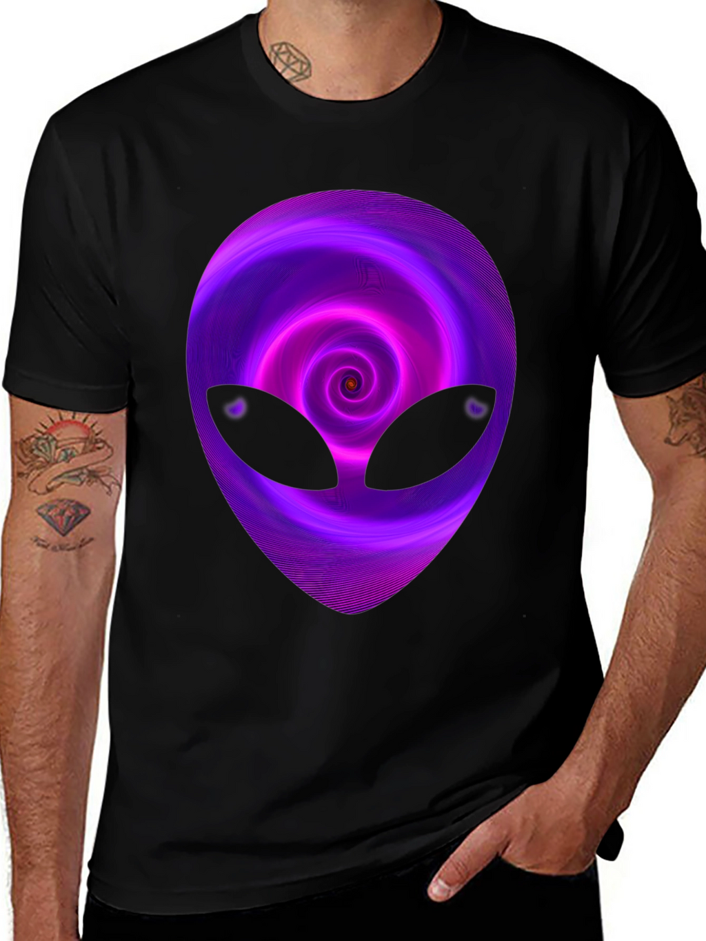 Alien Swirl Graphic T-Shirt - Mens Black Tee