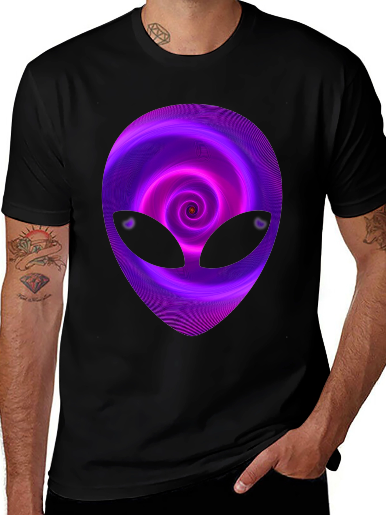Alien Swirl Graphic T-Shirt - Mens Black Tee