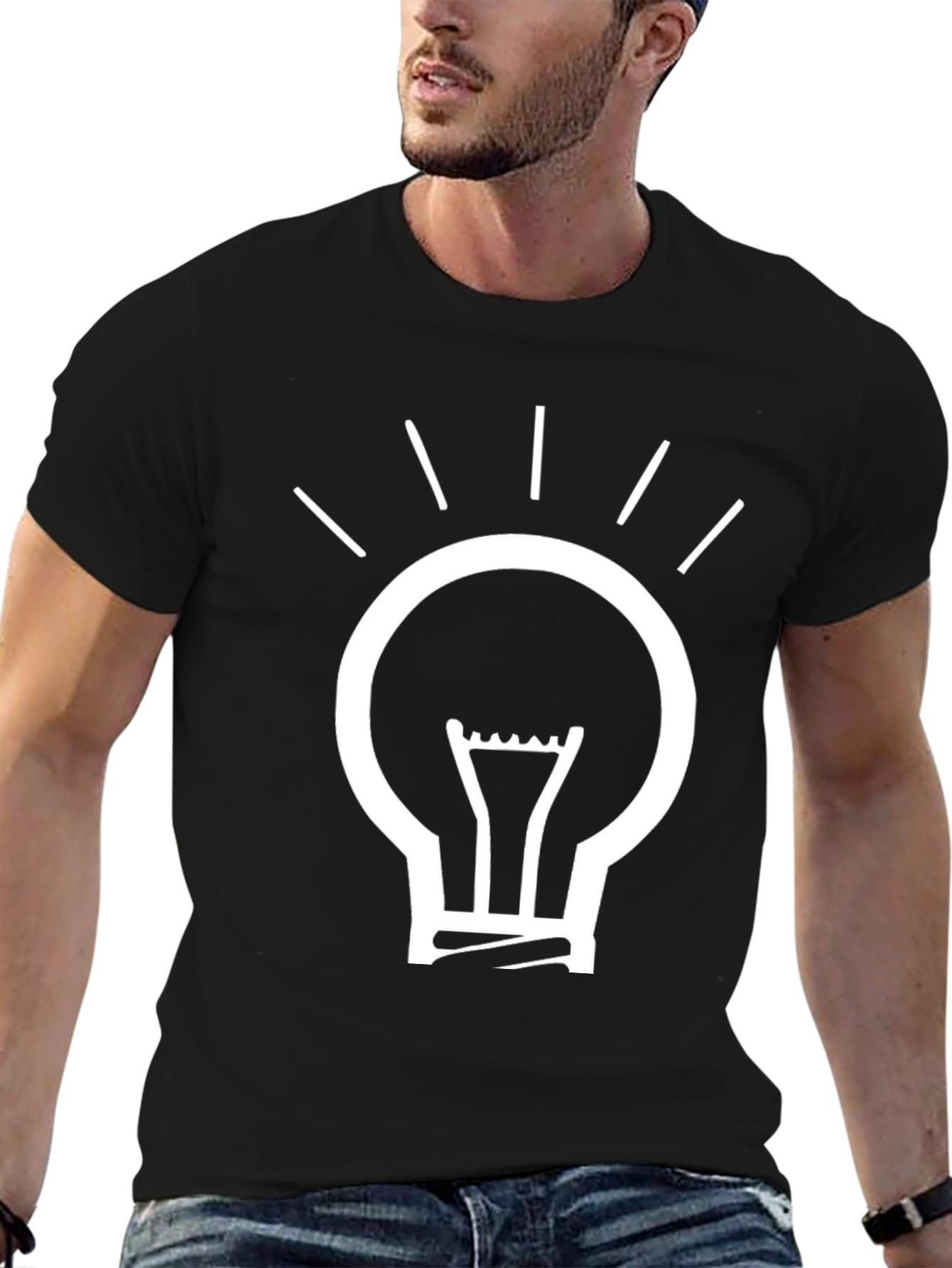 Idea Light Bulb Graphic T-Shirt - Black