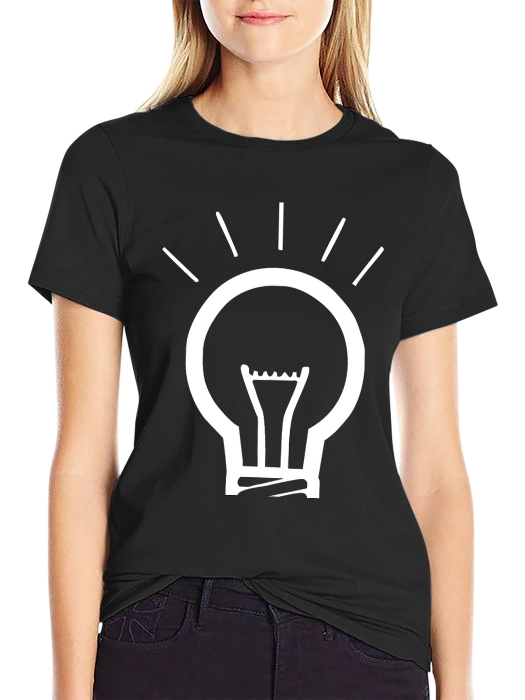 Idea Light Bulb Graphic T-Shirt - Black