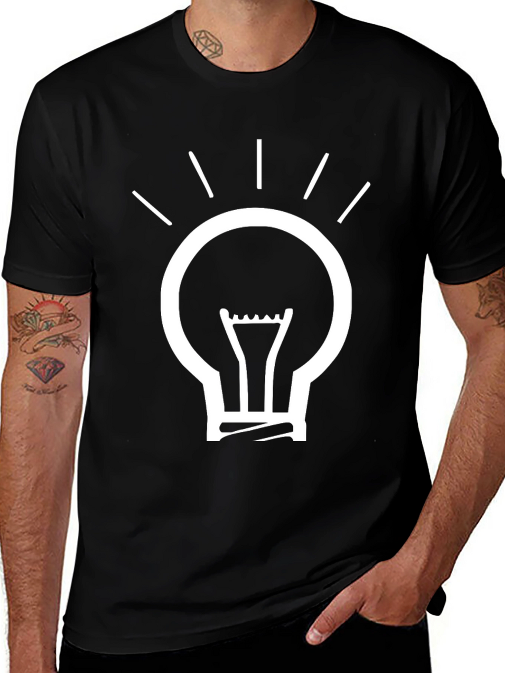Idea Light Bulb Graphic T-Shirt - Black