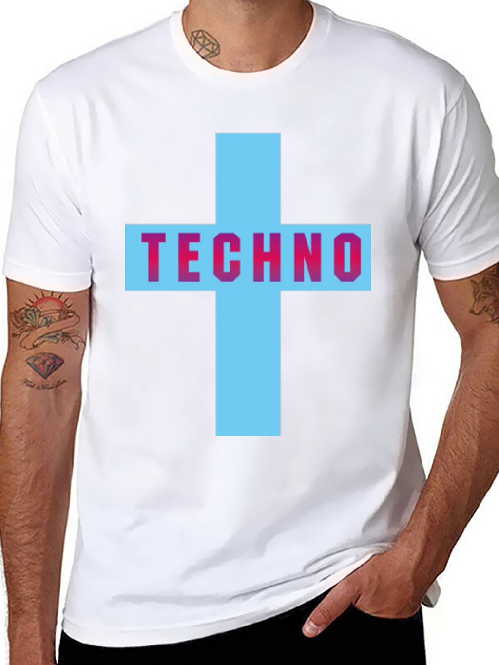 Techno Cross Graphic T-Shirt - Black