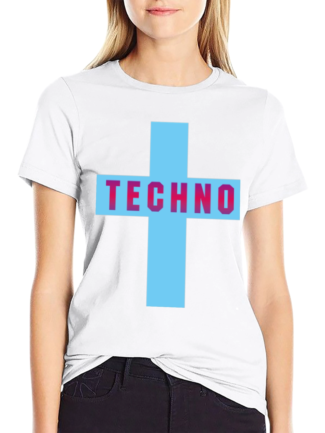 Techno Cross Graphic T-Shirt - Black