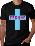 Techno Cross Graphic T-Shirt - Black