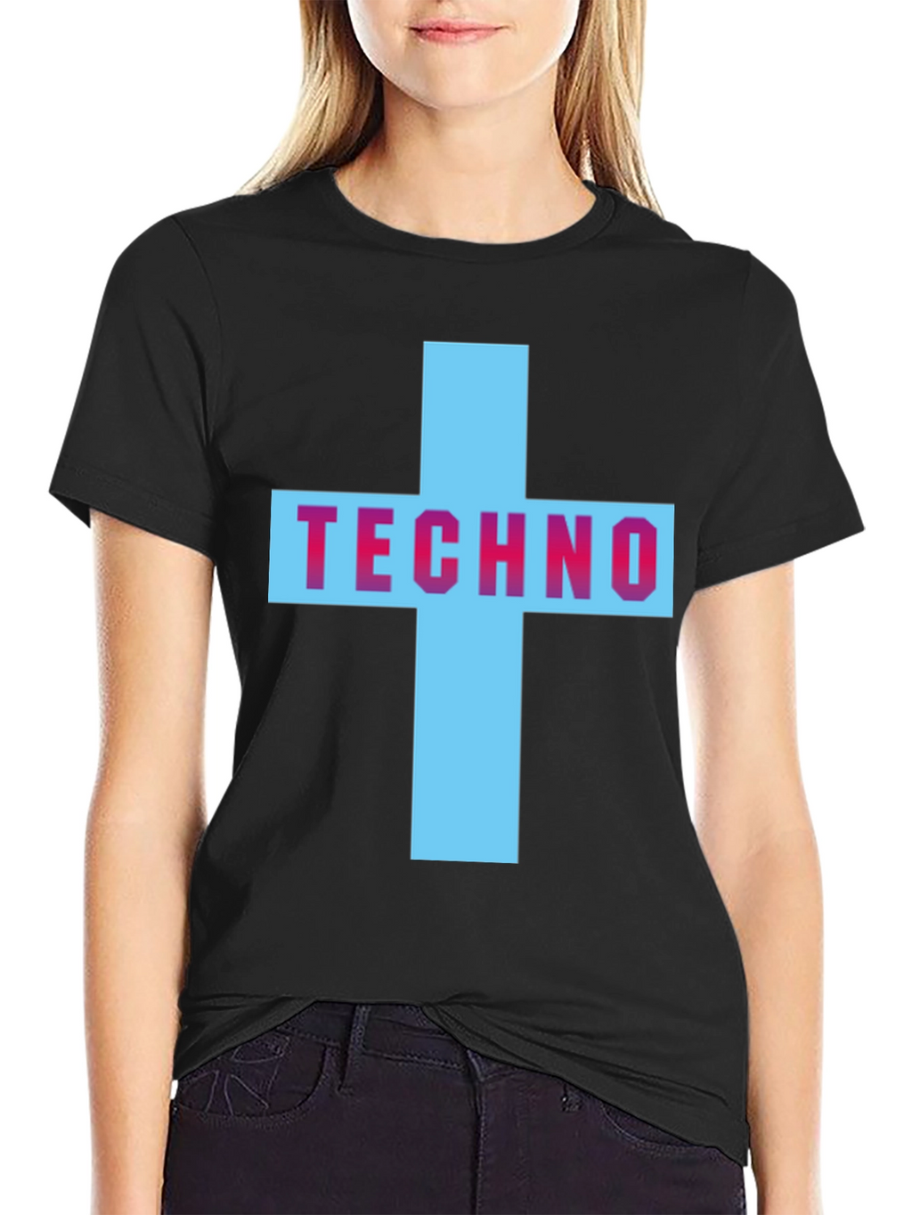 Techno Cross Graphic T-Shirt - Black