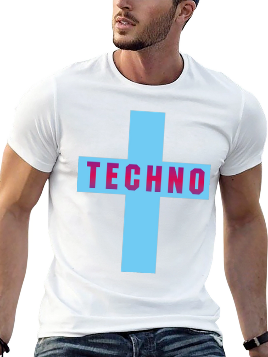 Techno Cross Graphic T-Shirt - Black