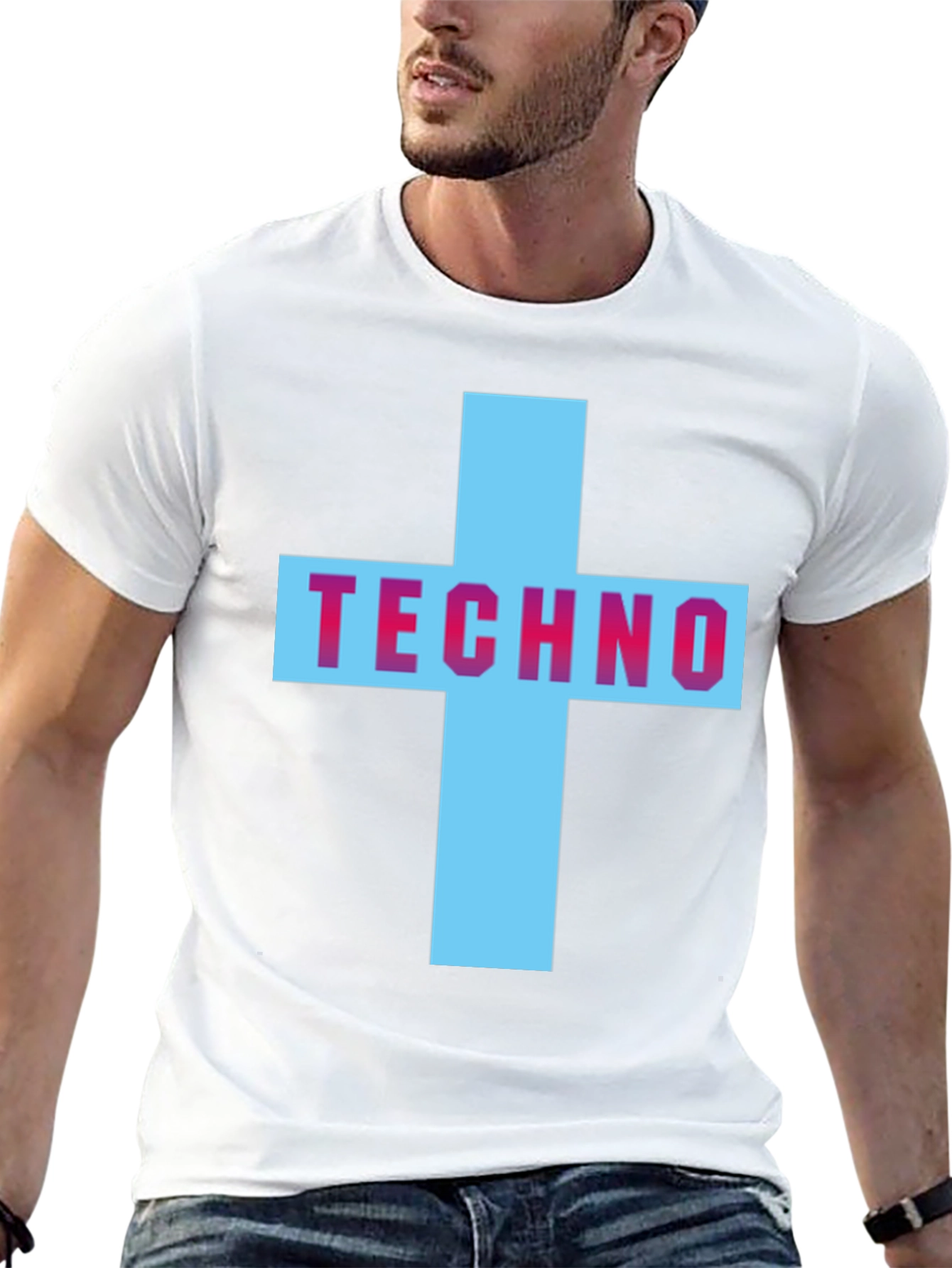 Techno Cross Graphic T-Shirt - Black