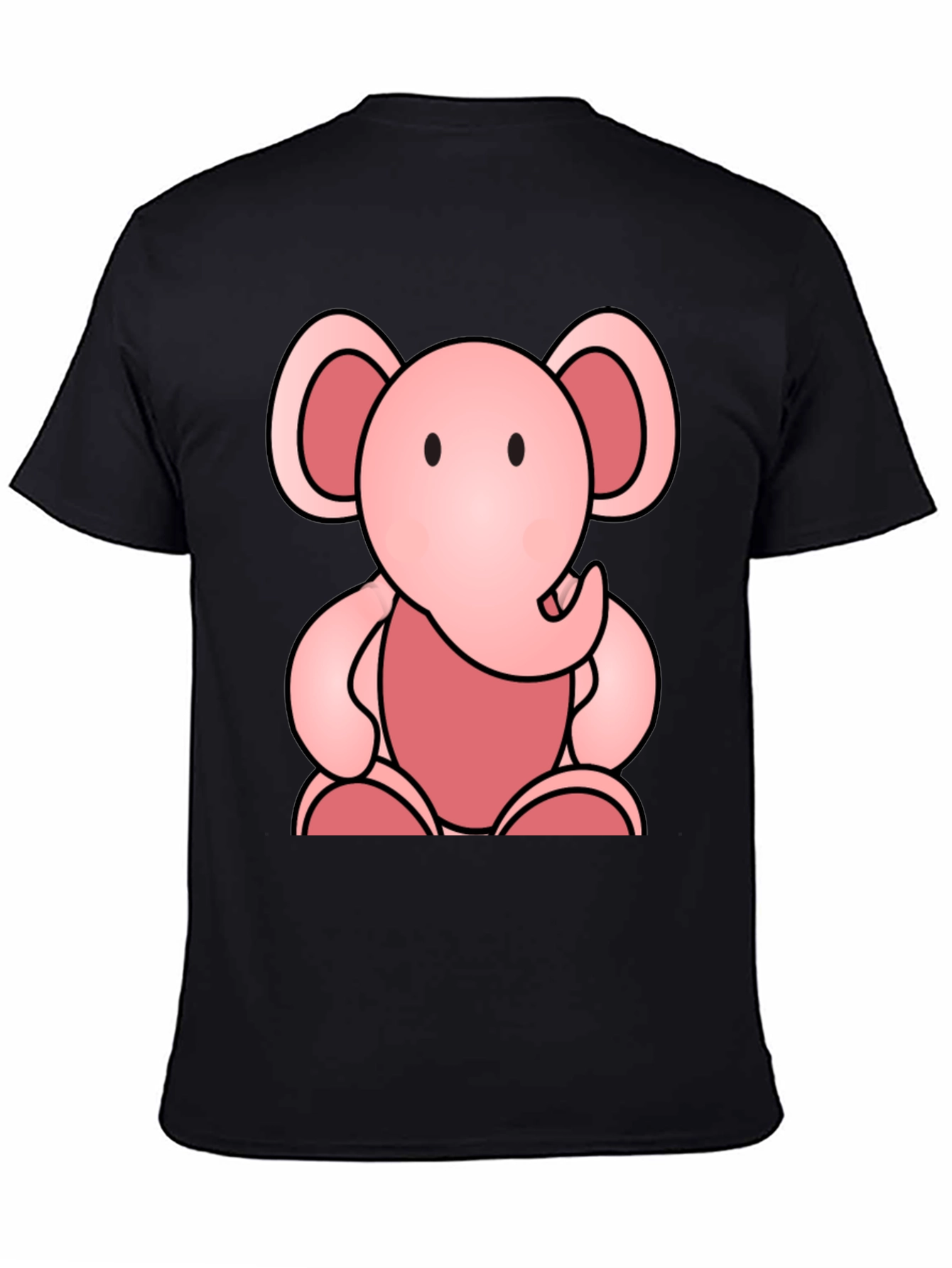 Cute Elephant Graphic Tee - Soft Black Cotton Shirt
