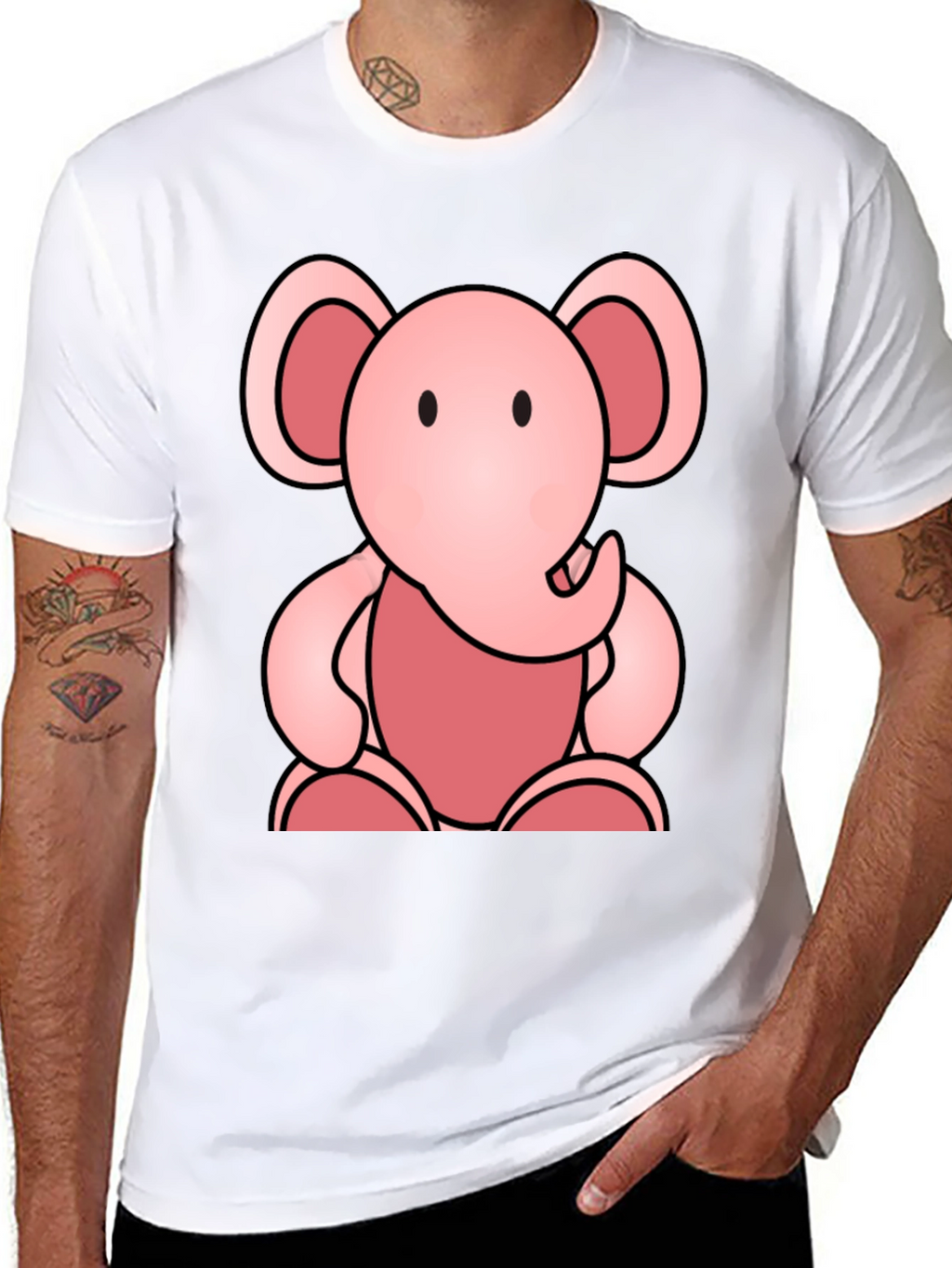 Cute Elephant Graphic Tee - Soft Black Cotton Shirt