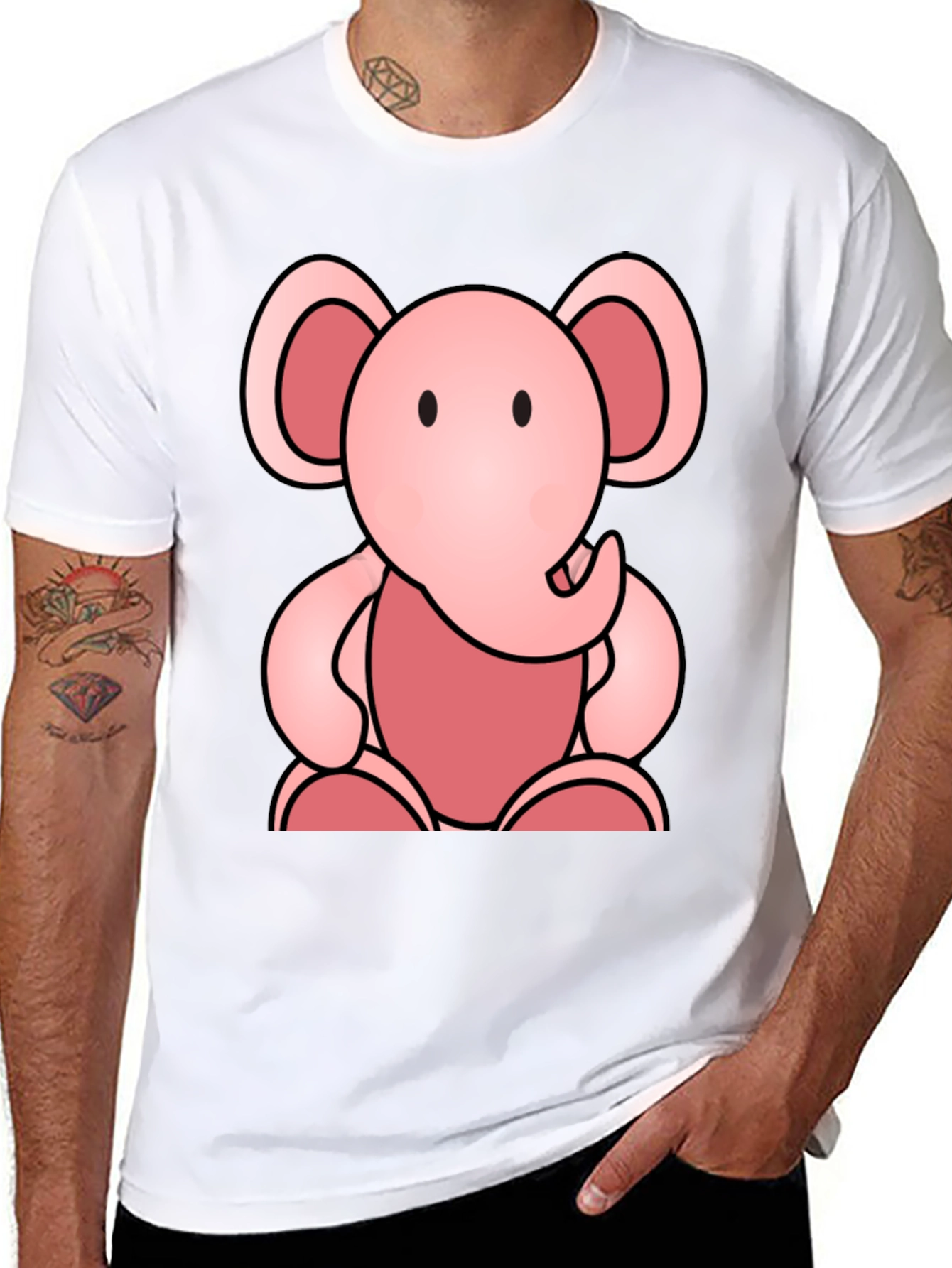 Cute Elephant Graphic Tee - Soft Black Cotton Shirt