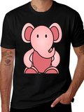 Cute Elephant Graphic Tee - Soft Black Cotton Shirt