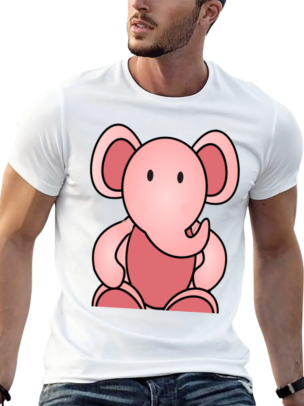 Cute Elephant Graphic Tee - Soft Black Cotton Shirt