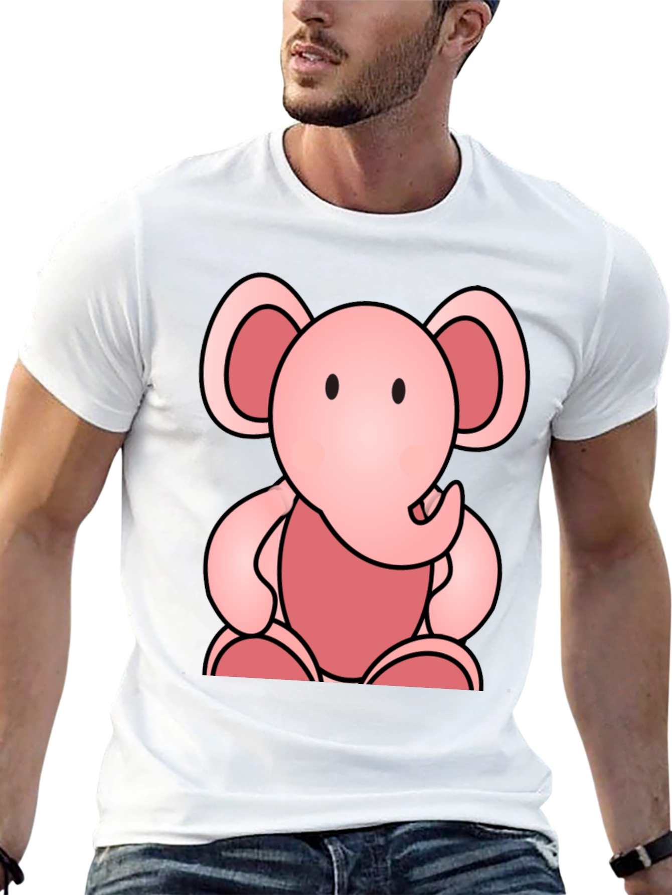Cute Elephant Graphic Tee - Soft Black Cotton Shirt