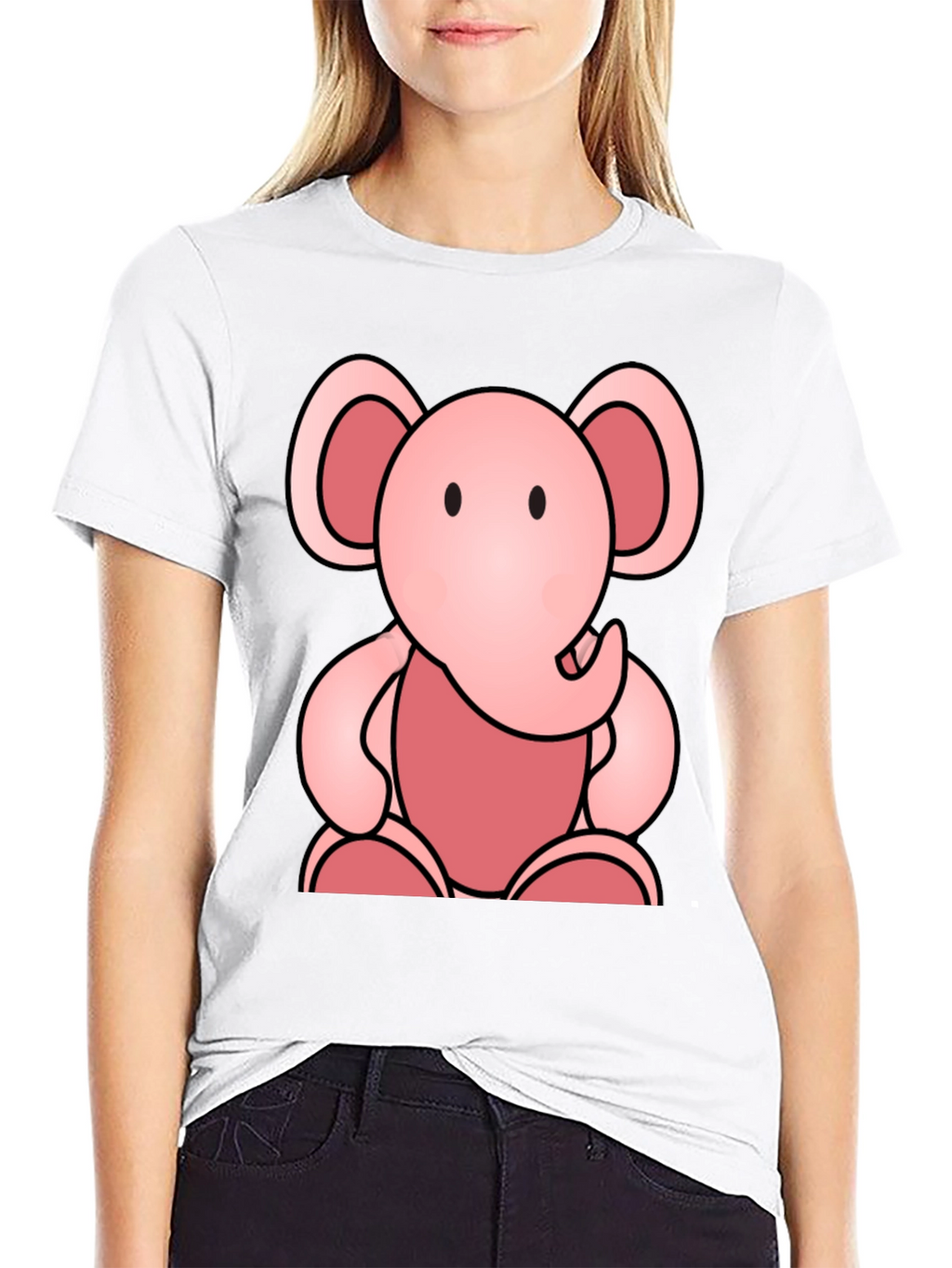 Cute Elephant Graphic Tee - Soft Black Cotton Shirt