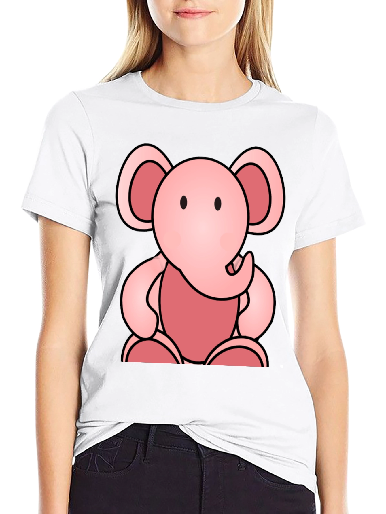 Cute Elephant Graphic Tee - Soft Black Cotton Shirt