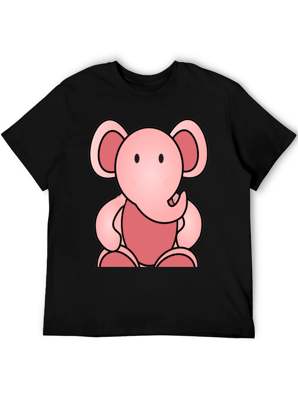 Cute Elephant Graphic Tee - Soft Black Cotton Shirt