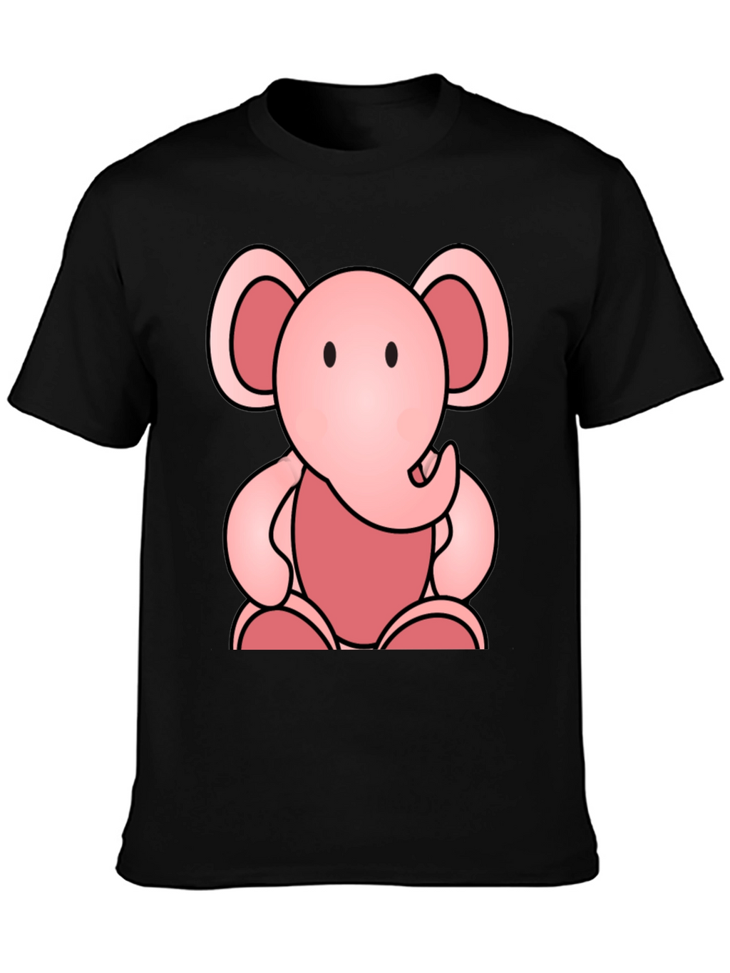 Cute Elephant Graphic Tee - Soft Black Cotton Shirt