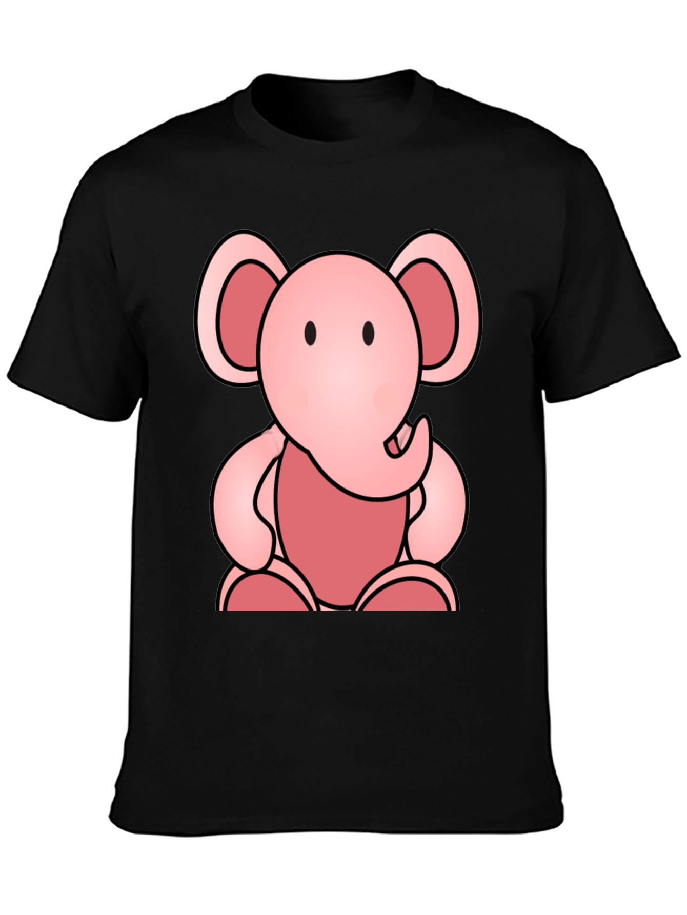 Cute Elephant Graphic Tee - Soft Black Cotton Shirt