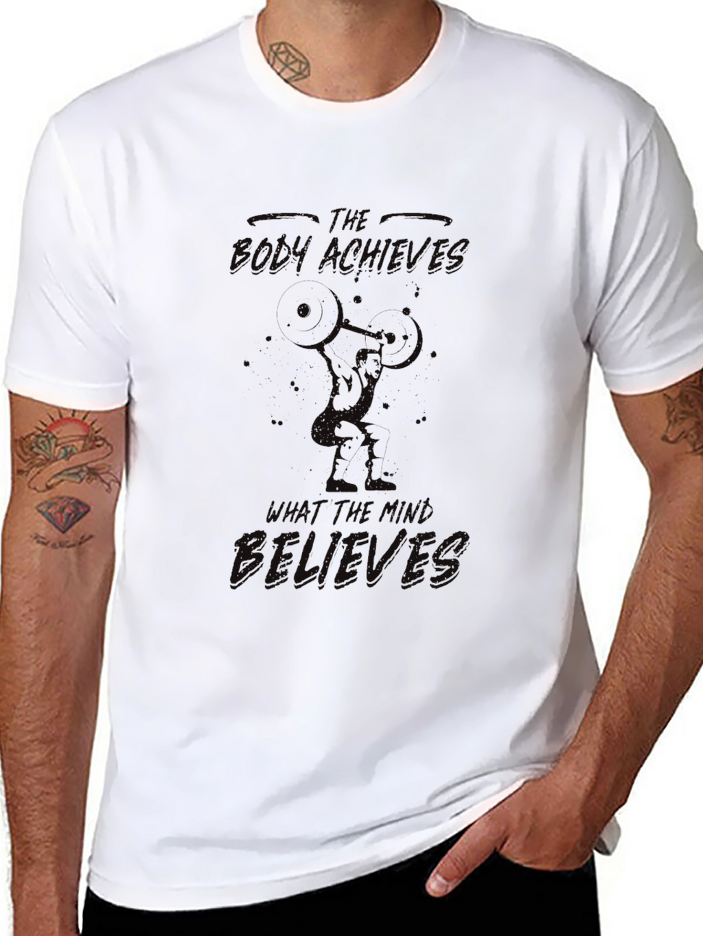 Mens Black Bodybuilding Graphic T-Shirt