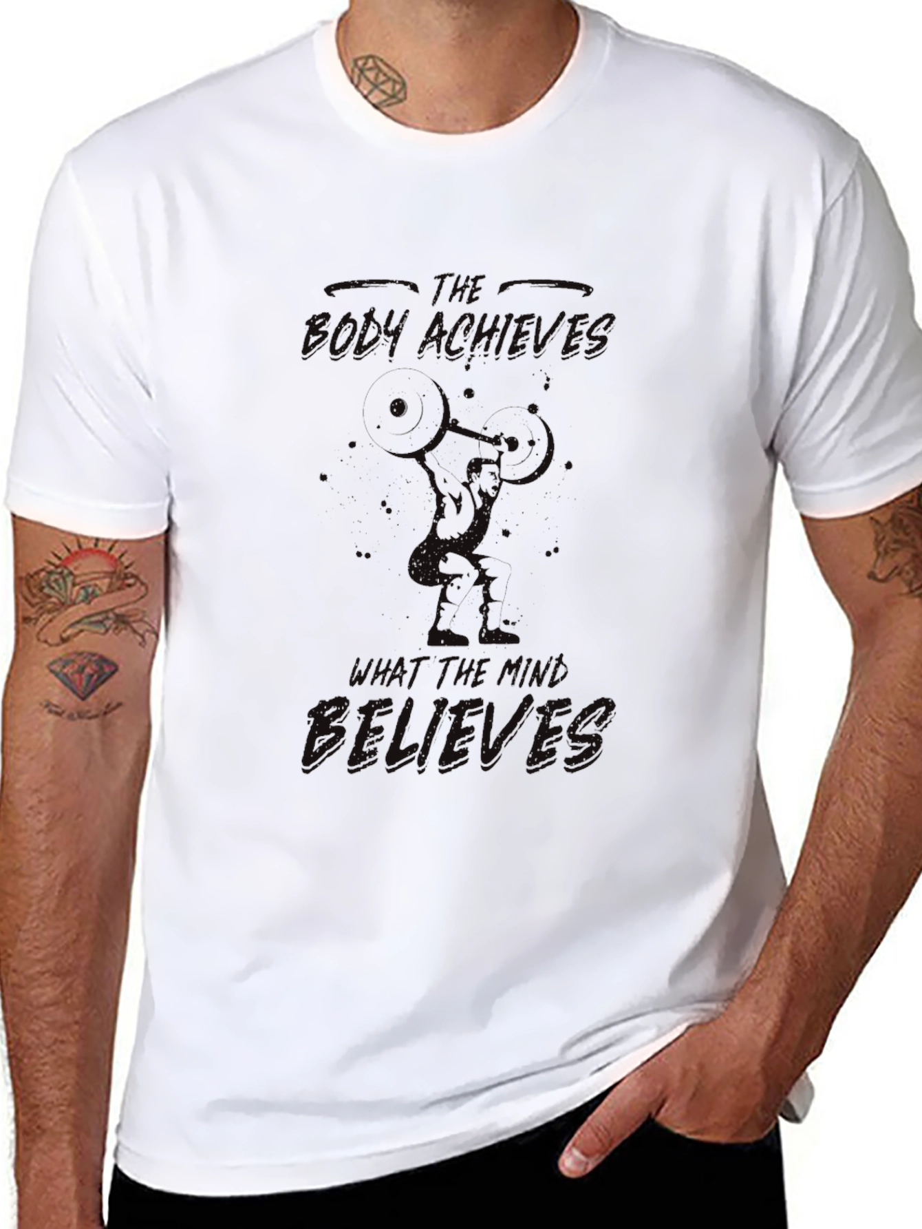 Mens Black Bodybuilding Graphic T-Shirt
