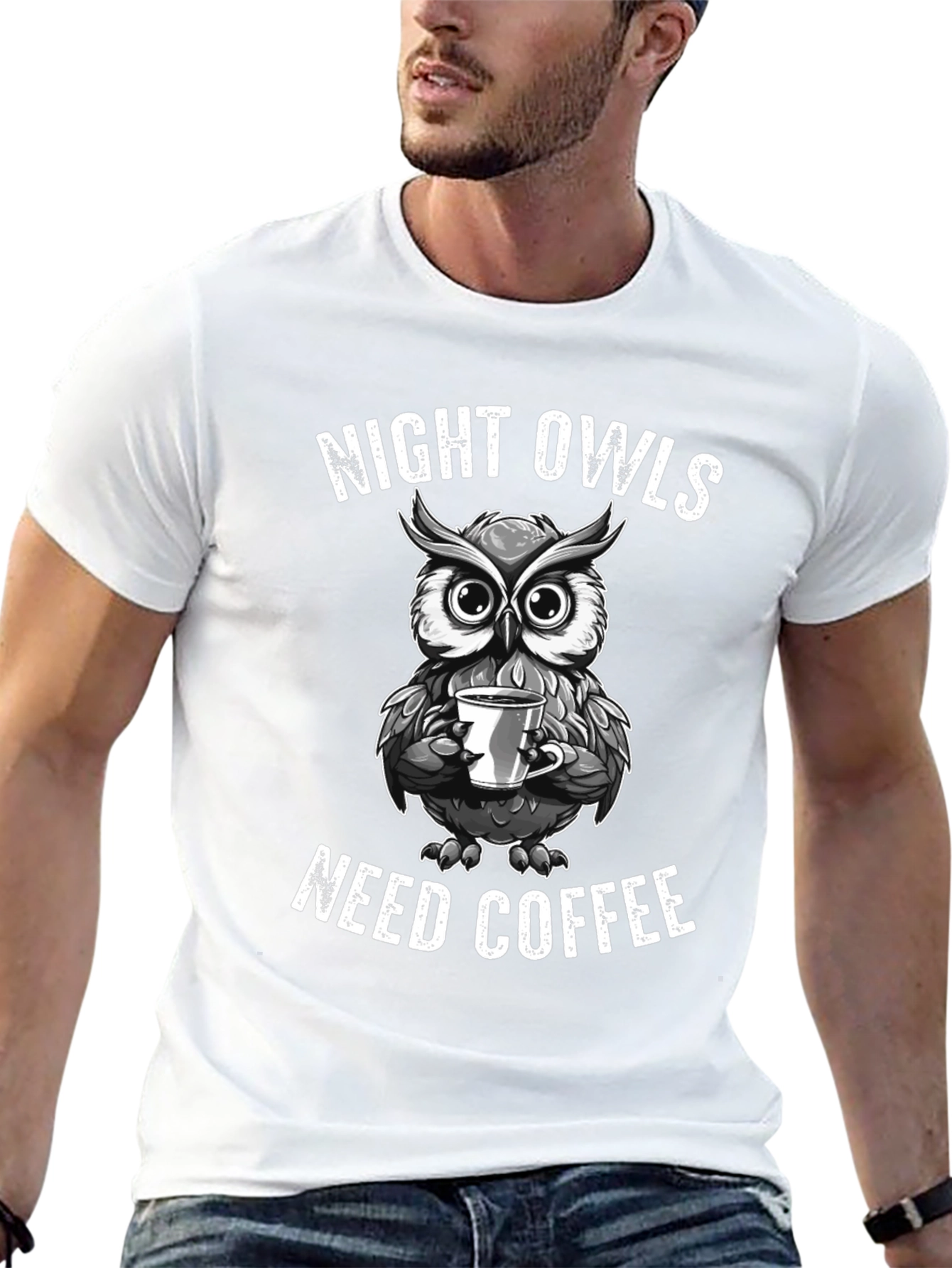 Night Owls Need Coffee Graphic T-Shirt