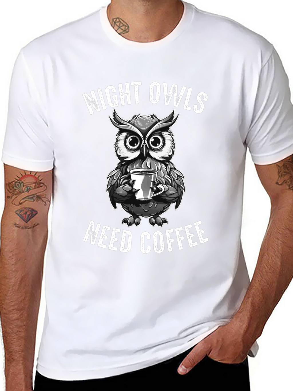 Night Owls Need Coffee Graphic T-Shirt