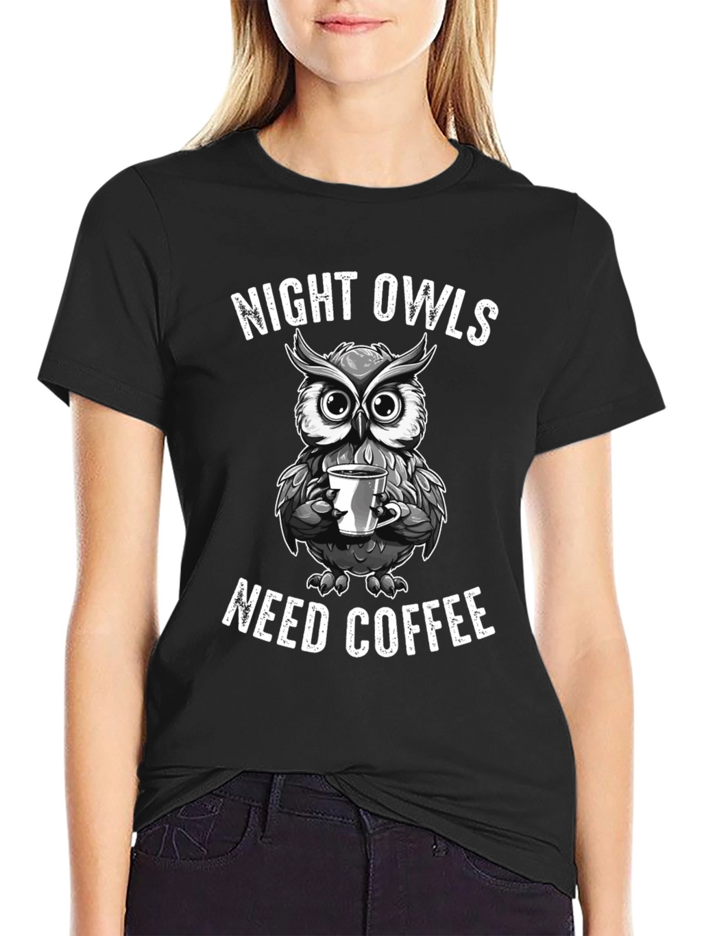 Night Owls Need Coffee Graphic T-Shirt