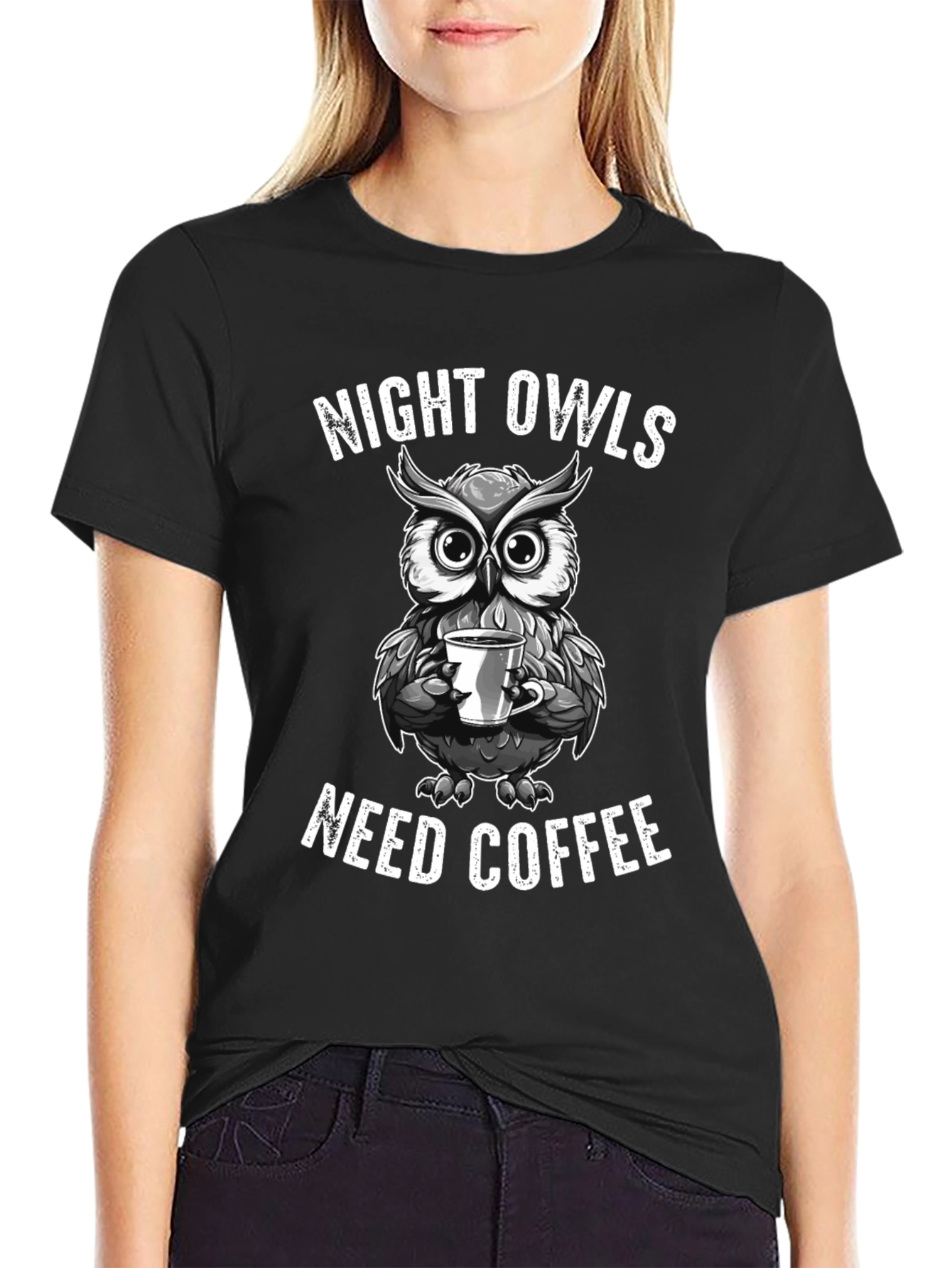 Night Owls Need Coffee Graphic T-Shirt