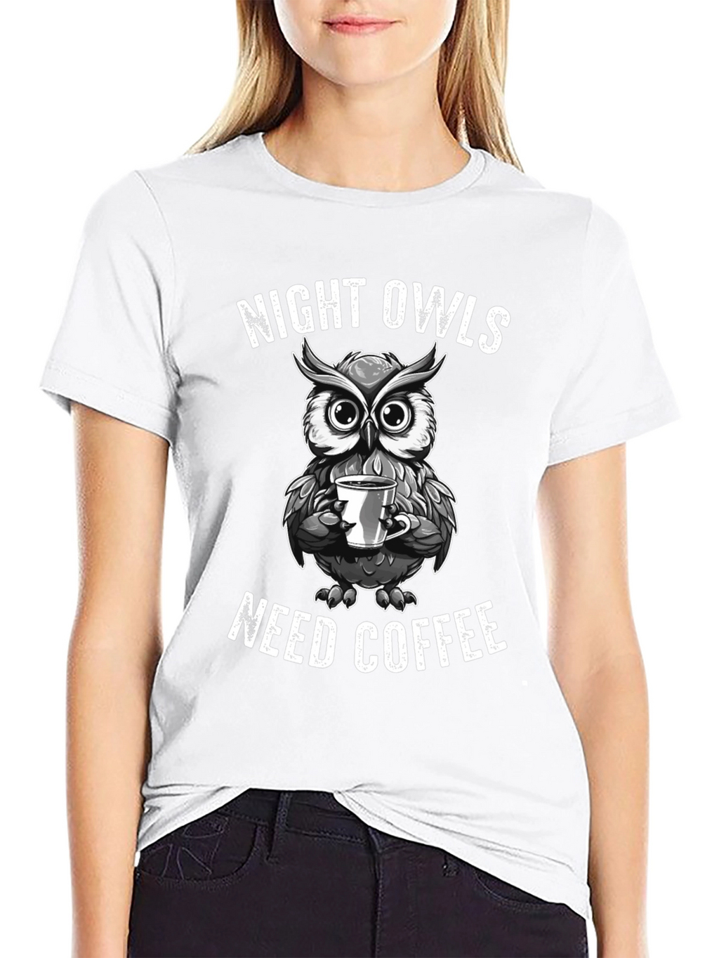 Night Owls Need Coffee Graphic T-Shirt