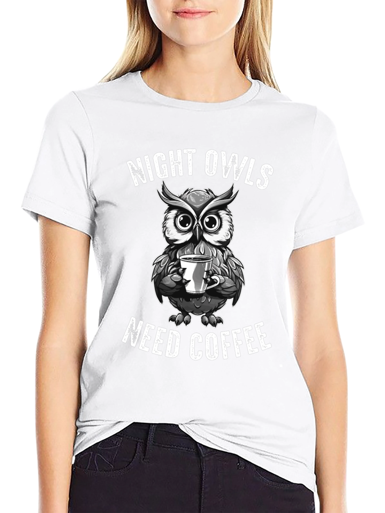 Night Owls Need Coffee Graphic T-Shirt